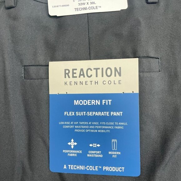 NEW Kenneth Cole Reaction Men's 32W X 30L Modern Fit Black Suit Pants Flex - Picture 7 of 7